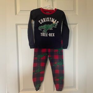 The Children's Place Christmas Tree-Rex Pajama Set - Blue and Red